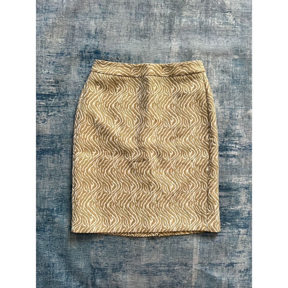 Banana Republic Taupe Cream Zebra Jacquard Pencil Skirt Size 0